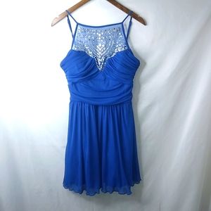 B. Darlin 13/14 Lapis Blue Bling Prom Mini Dress